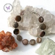 Petrified Wood Coin Bracelet with Silver Toggle Clasp